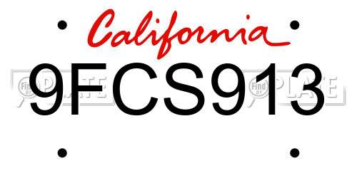 9FCS913 California License Plate