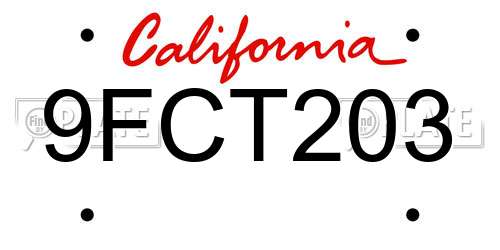 9FCT203 California License Plate