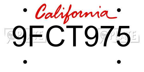 9FCT975 California License Plate