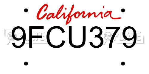 9FCU379 California License Plate