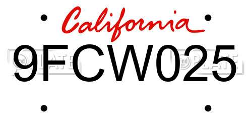 9FCW025 California License Plate
