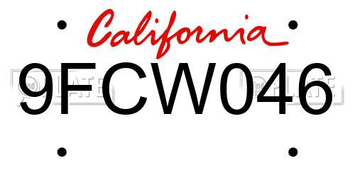 9FCW046 California License Plate