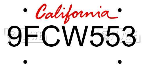 9FCW553 California License Plate