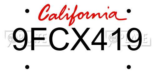 9FCX419 California License Plate