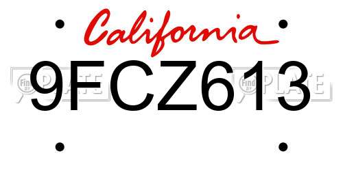 9FCZ613 California License Plate