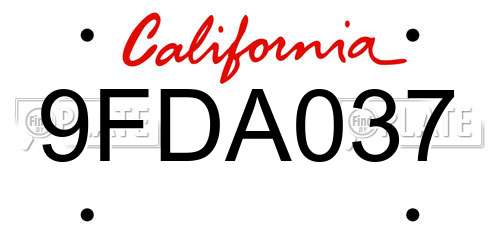 9FDA037 California License Plate