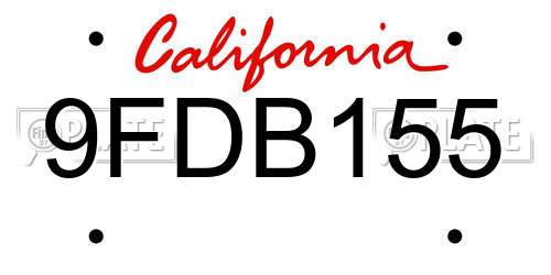 9FDB155 California License Plate
