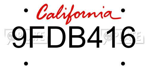 9FDB416 California License Plate