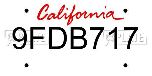 9FDB717 California License Plate