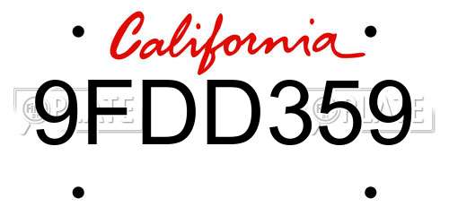 9FDD359 California License Plate