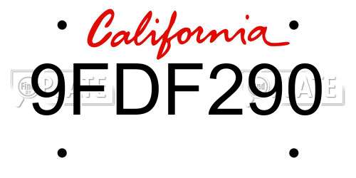 9FDF290 California License Plate
