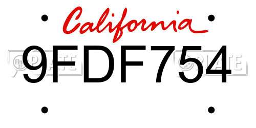 9FDF754 California License Plate
