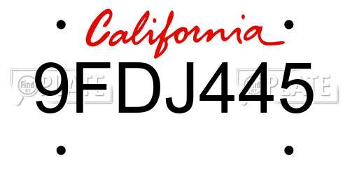 9FDJ445 California License Plate