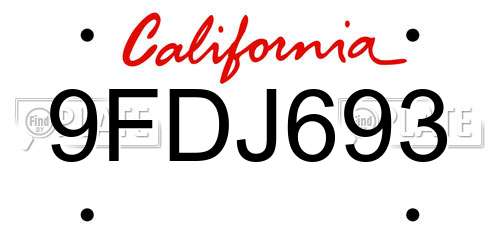9FDJ693 California License Plate