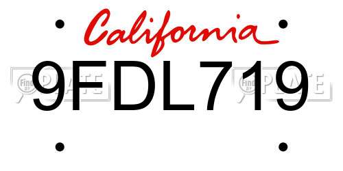 9FDL719 California License Plate