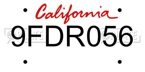 9FDR056 California License Plate