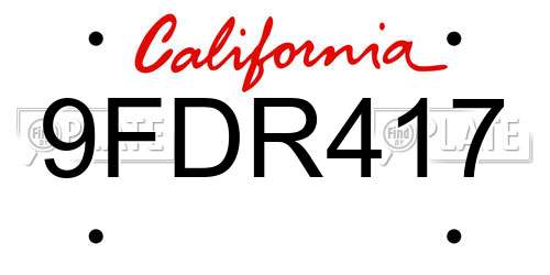 9FDR417 California License Plate