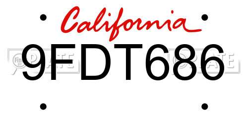 9FDT686 California License Plate