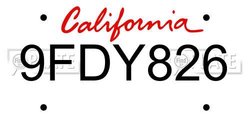 9FDY826 California License Plate