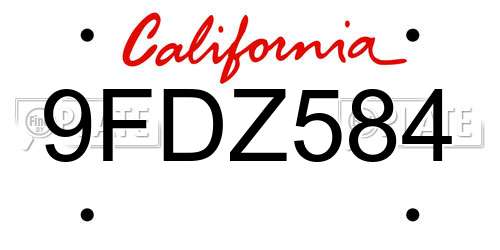 9FDZ584 California License Plate