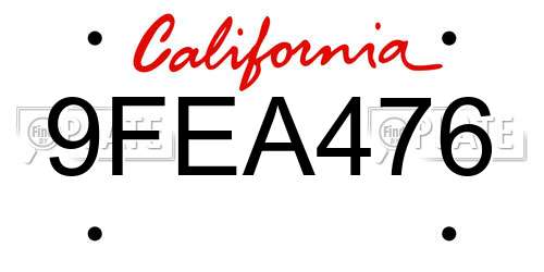 9FEA476 California License Plate