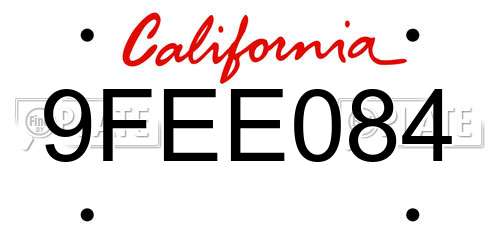 9FEE084 California License Plate