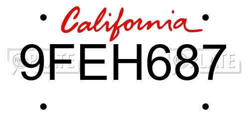 9FEH687 California License Plate