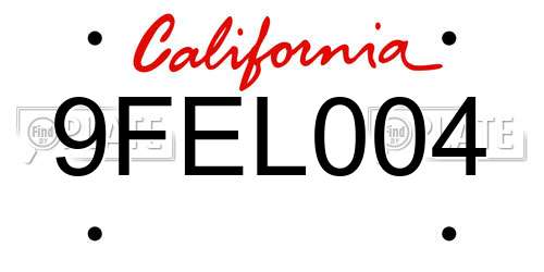 9FEL004 California License Plate