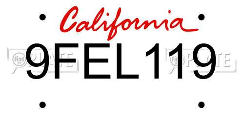 9FEL119 California License Plate