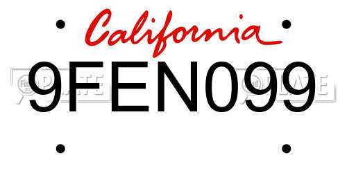 9FEN099 California License Plate