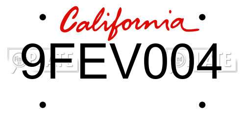 9FEV004 California License Plate