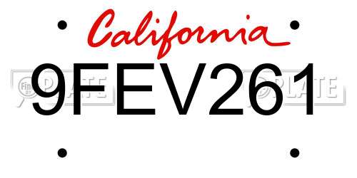 9FEV261 California License Plate