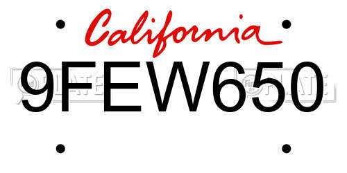 9FEW650 California License Plate