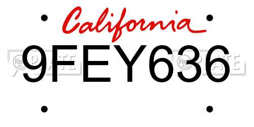 9FEY636 California License Plate