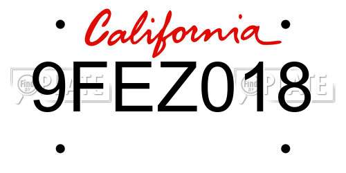9FEZ018 California License Plate