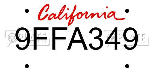 9FFA349 California License Plate