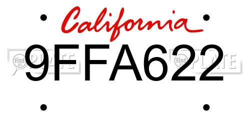 9FFA622 California License Plate