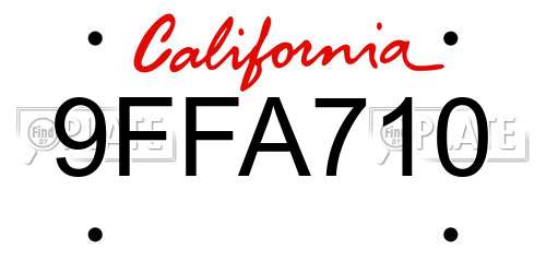 9FFA710 California License Plate