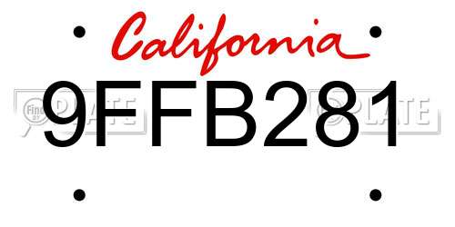 9FFB281 California License Plate