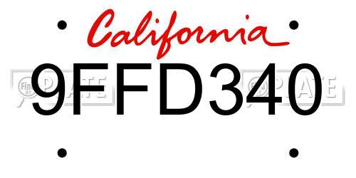 9FFD340 California License Plate