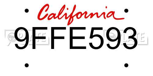 9FFE593 California License Plate