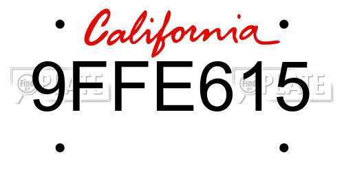 9FFE615 California License Plate