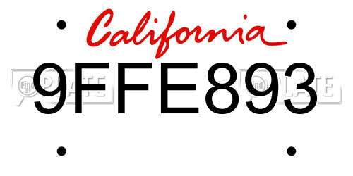 9FFE893 California License Plate
