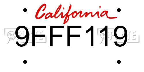 9FFF119 California License Plate