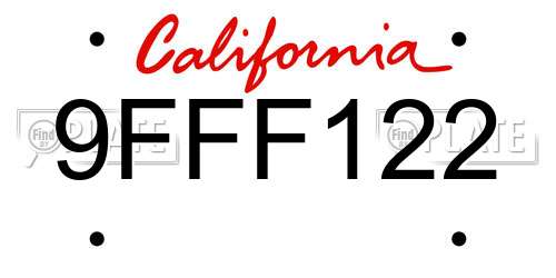 9FFF122 California License Plate