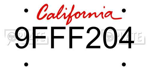 9FFF204 California License Plate