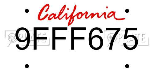 9FFF675 California License Plate