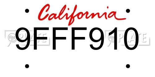 9FFF910 California License Plate