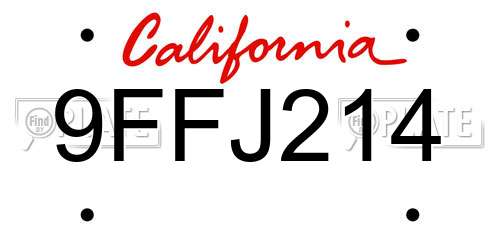 9FFJ214 California License Plate