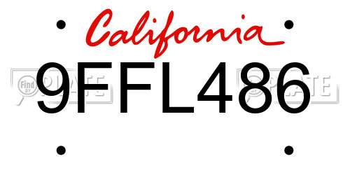 9FFL486 California License Plate